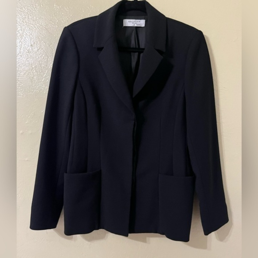 MM. LaFleur The Collins Minimalist Black Blazer Wool Blend Jacket Size 6